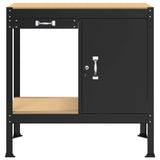 Workbench Black 90 x 49 x 91 cm Engineered Wood and Metal - Rear View