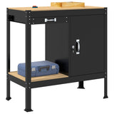 Workbench Black 90 x 49 x 91 cm Engineered Wood and Metal - Side View