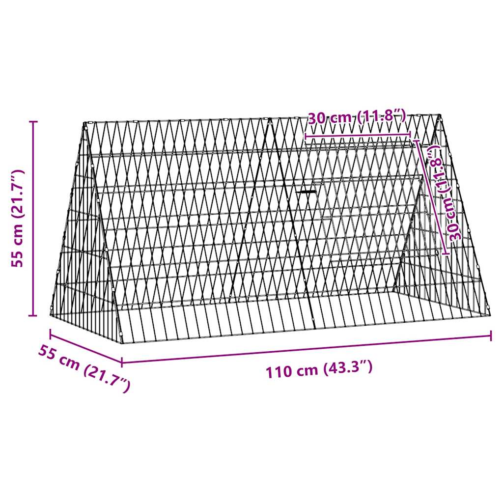 Rabbit Cage Silver 110 x 55 x 55 cm Galvanised Steel