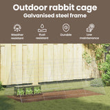 Rabbit Cage Silver 215 x 100 x 85 cm Galvanised Steel - Close-Up Angle
