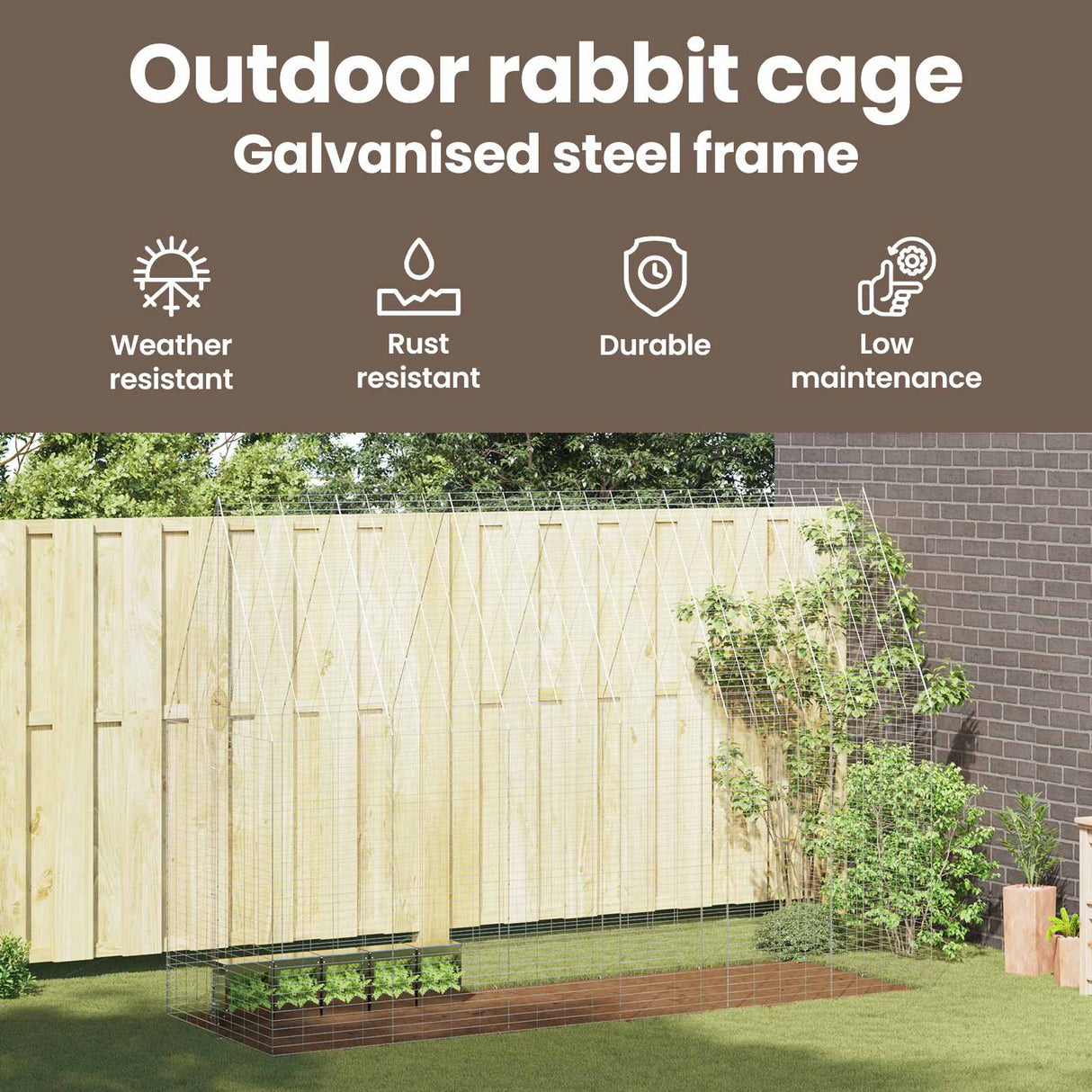 Rabbit Cage Silver 300 x 100 x 210 cm Galvanised Steel