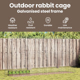 Rabbit Cage Silver 400 x 100 x 210 cm Galvanised Steel - Close-Up Angle