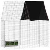 Rabbit Cage Silver 200 x 100 x 210 cm Galvanised Steel - Side View