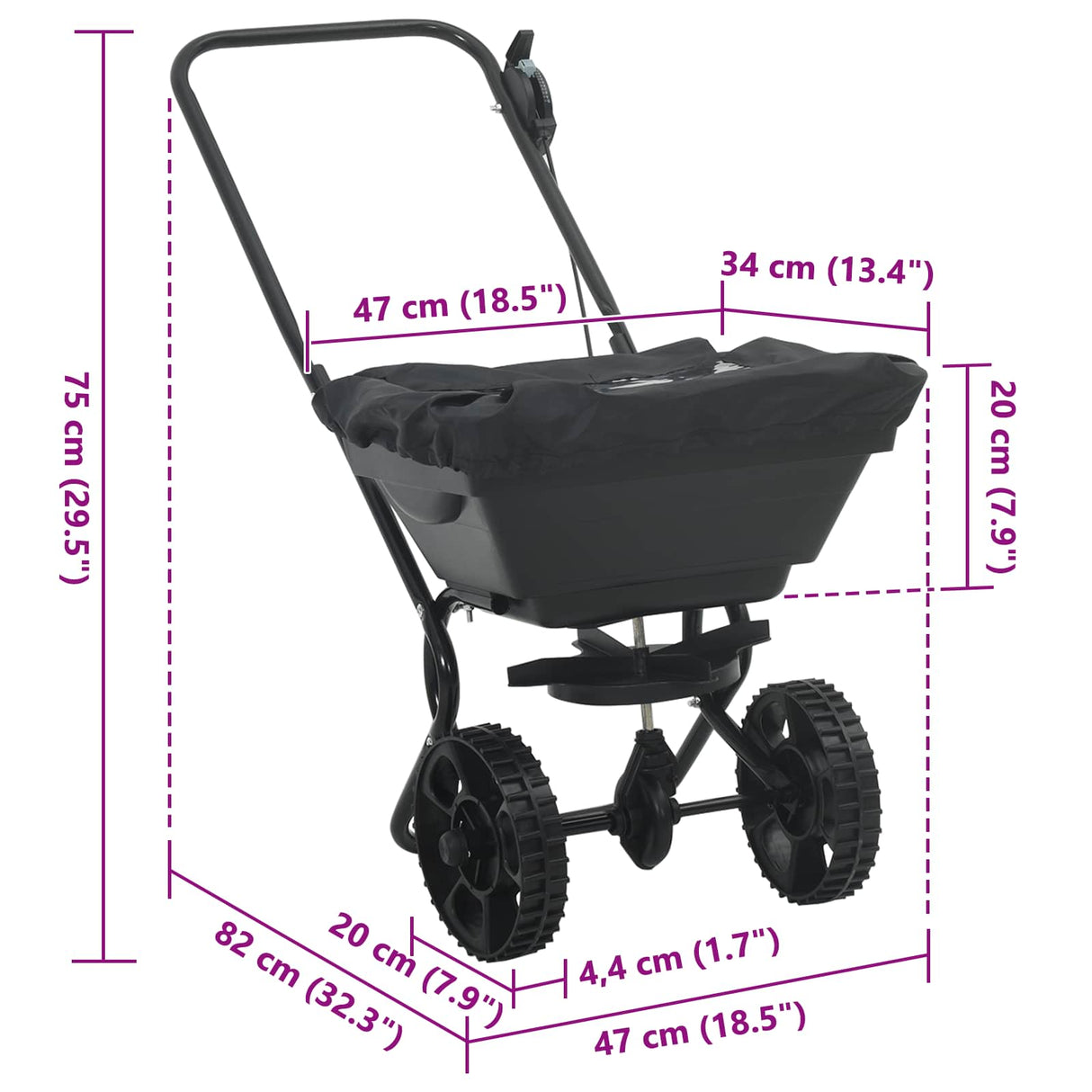 Spreader Black 82 x 46 x 75 cm PVC and Steel