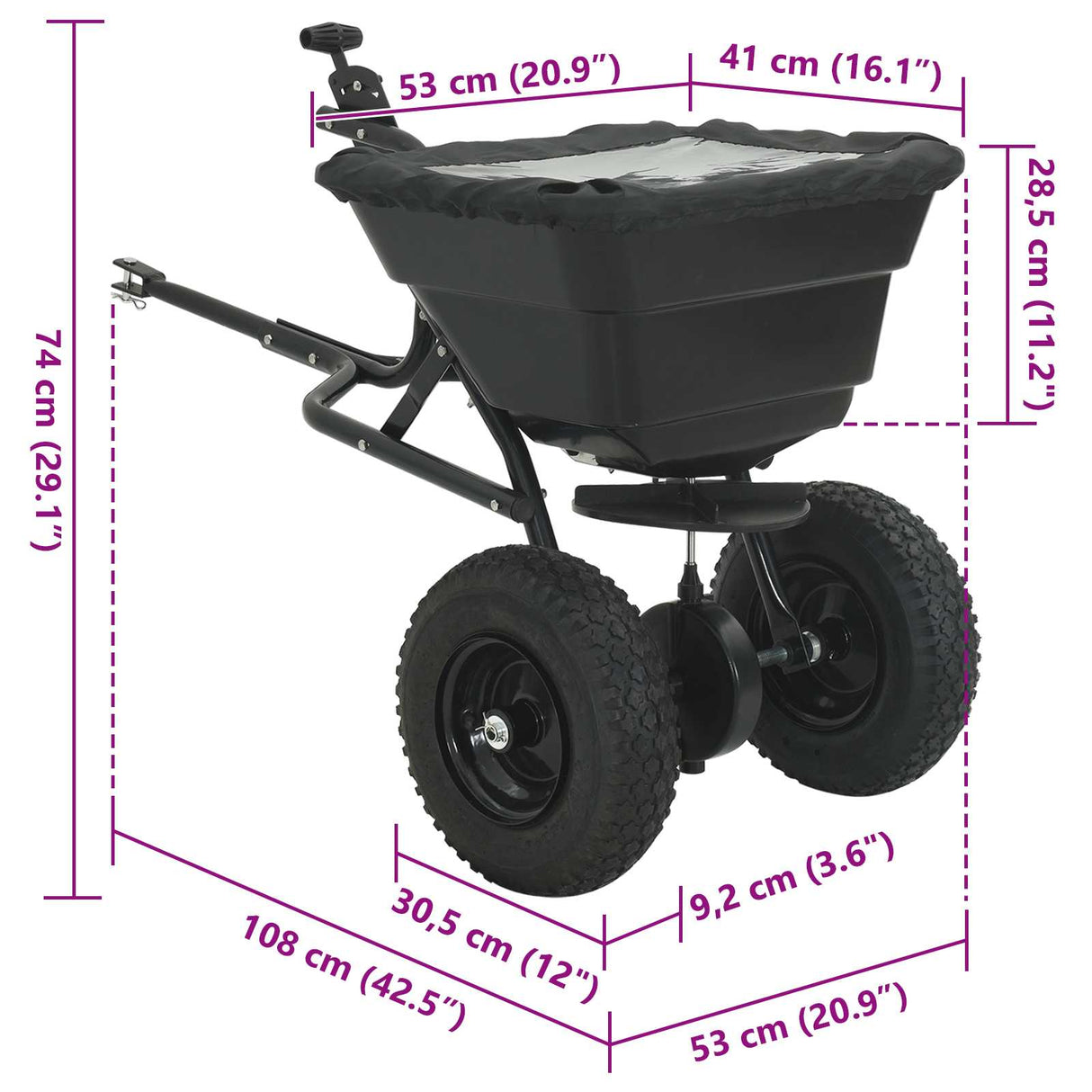 Spreader Black 53 x 108 x 74 cm PVC and Steel