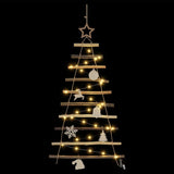 Christmas Tree with 30 LEDs Natural 90 cm Solid Ash wood