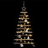 Christmas Tree with 30 LEDs Natural 90 cm Solid Ash wood - Rear View