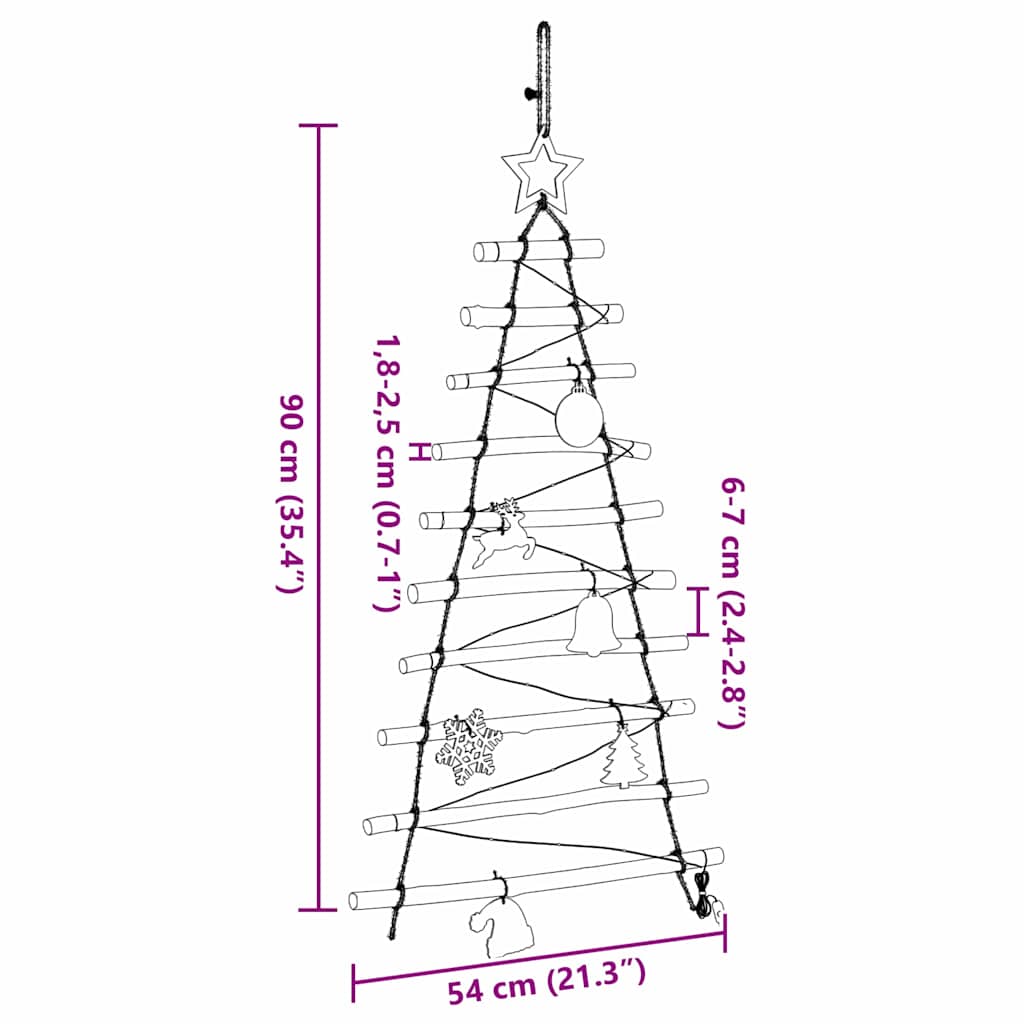 Christmas Tree with 30 LEDs Natural 90 cm Solid Ash wood