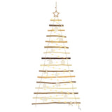 Christmas Tree with 50 LEDs Natural 120 cm Solid Ash wood - Front View