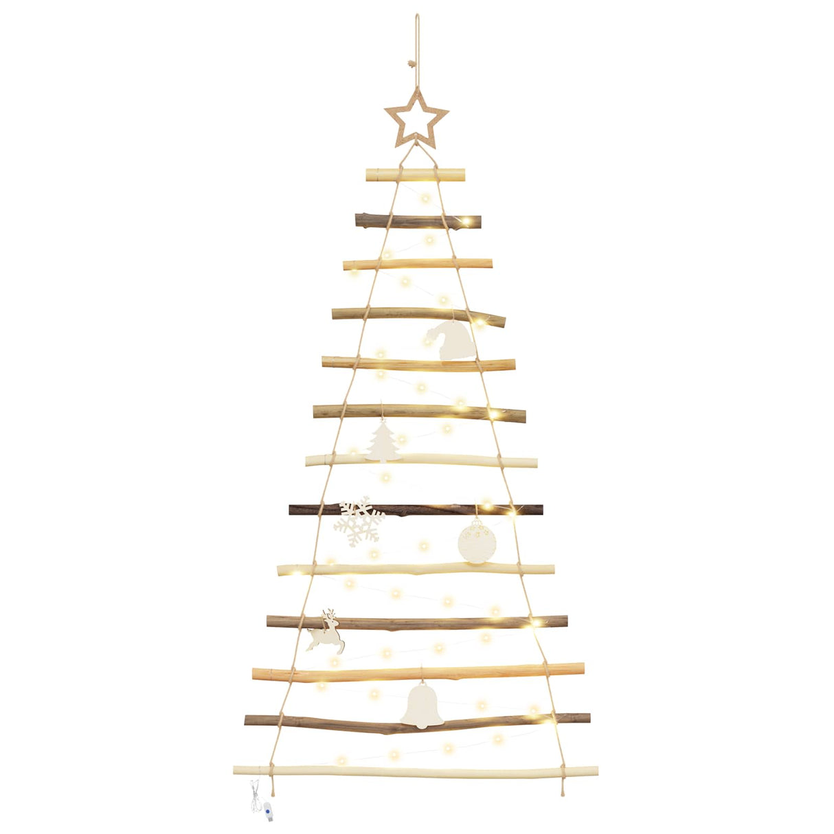Christmas Tree with 50 LEDs Natural 120 cm Solid Ash wood