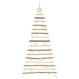 Christmas Tree with 50 LEDs Natural 120 cm Solid Ash wood - 45-Degree Angle