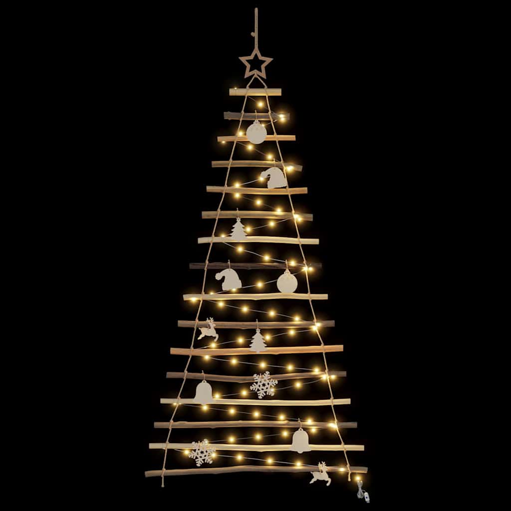 Christmas Tree with 50 LEDs Natural 120 cm Solid Ash wood