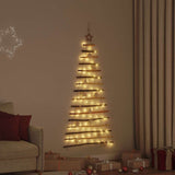 Christmas Tree with 80 LEDs Natural 150 cm Solid Ash wood