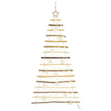 Christmas Tree with 80 LEDs Natural 150 cm Solid Ash wood - Front View
