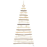 Christmas Tree with 80 LEDs Natural 150 cm Solid Ash wood - 45-Degree Angle