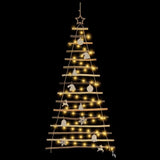 Christmas Tree with 80 LEDs Natural 150 cm Solid Ash wood - Rear View