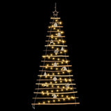 Christmas Tree with 100 LEDs Natural 180 cm Solid Ash wood - Rear View