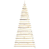 Christmas Tree with 130 LEDs Natural 210 cm Solid Ash wood - Front View
