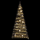 Christmas Tree with 130 LEDs Natural 210 cm Solid Ash wood