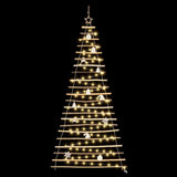 Christmas Tree with 130 LEDs Natural 210 cm Solid Ash wood - Rear View