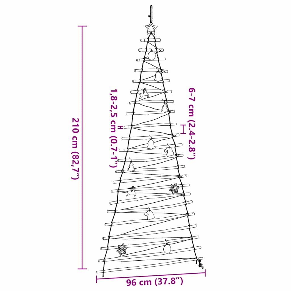 Christmas Tree with 130 LEDs Natural 210 cm Solid Ash wood
