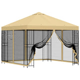 Garden Gazebo with Sidewalls 3 x 3 m Cream Polyester and Steel - Front View
