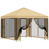 Garden Gazebo with Sidewalls 3 x 3 m Cream Polyester and Steel - Front View