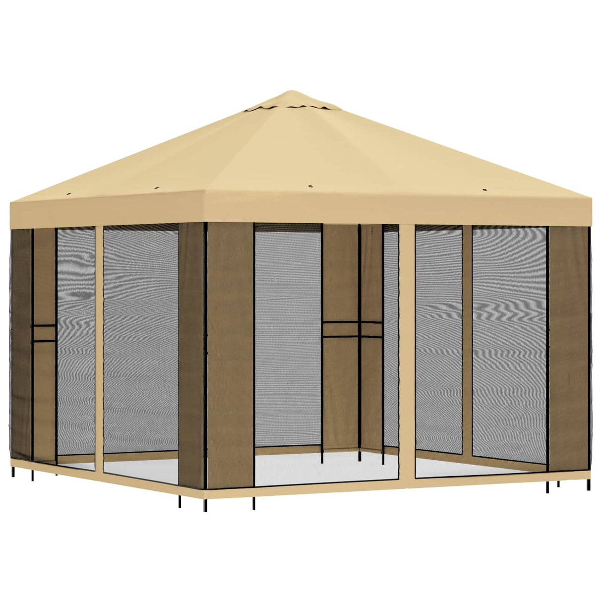 Garden Gazebo with Sidewalls 3 x 3 m Cream Polyester and Steel