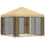 Garden Gazebo with Sidewalls 3 x 3 m Cream Polyester and Steel - Side View