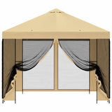 Garden Gazebo with Sidewalls 3 x 3 m Cream Polyester and Steel - 45-Degree Angle