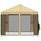Garden Gazebo with Sidewalls 3 x 3 m Cream Polyester and Steel - Rear View