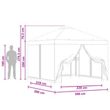 Garden Gazebo with Sidewalls 3 x 3 m Cream Polyester and Steel - Extra Image