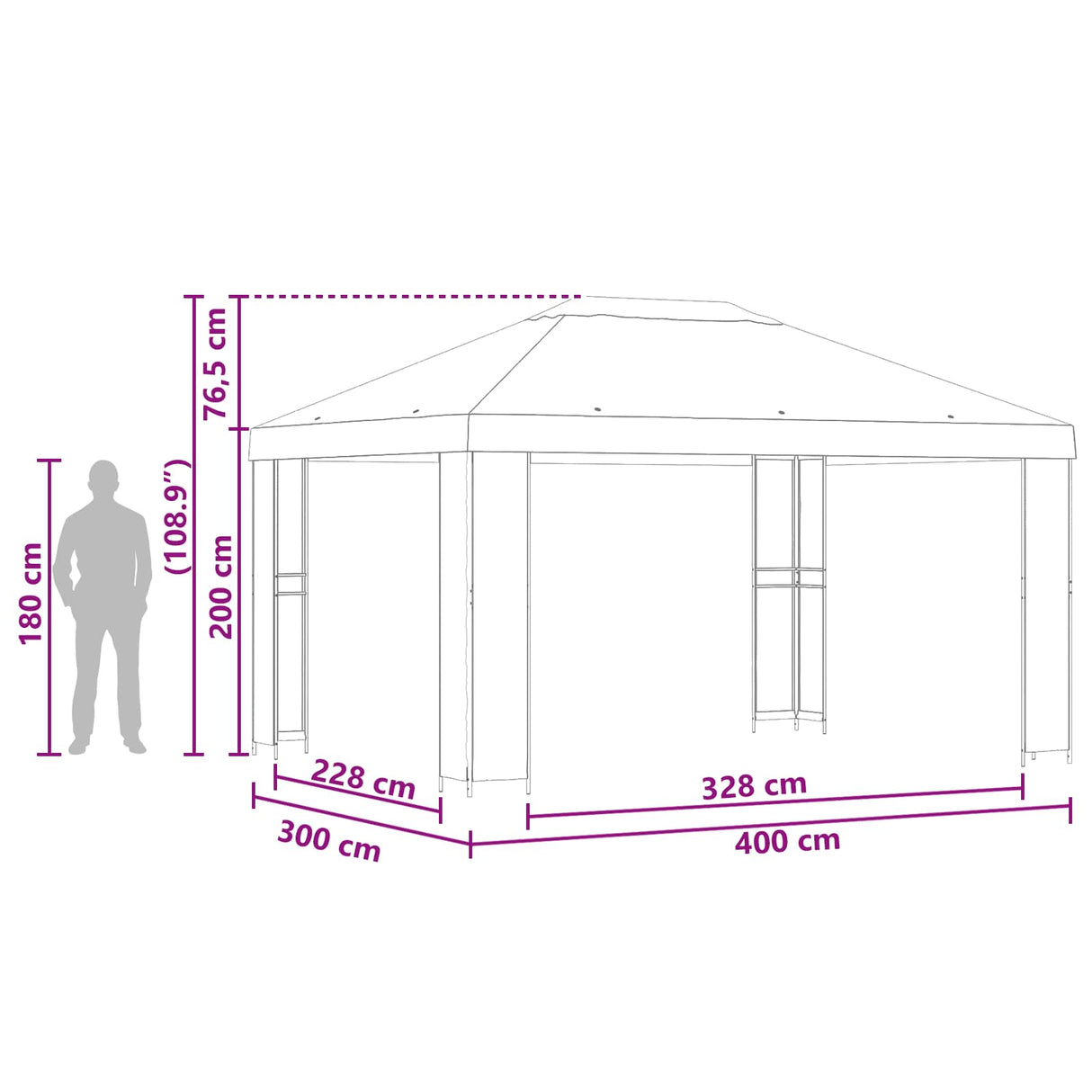Gazebo 4 x 3 m Cream Polyester and Steel 190 gsm