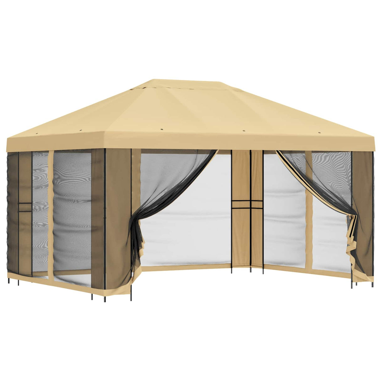 Garden Gazebo with Sidewalls 4 x 3 m Cream Polyester and Steel