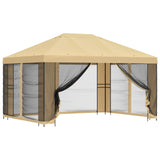 Garden Gazebo with Sidewalls 4 x 3 m Cream Polyester and Steel - Front View