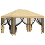 Garden Gazebo with Sidewalls 4 x 3 m Cream Polyester and Steel - Top-Down View