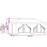 Gazebo Cover with Sidewalls 6 x 3 m Cream Polyester 190
