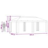 Gazebo Cover 6 x 3 m Cream Polyester 190 gsm