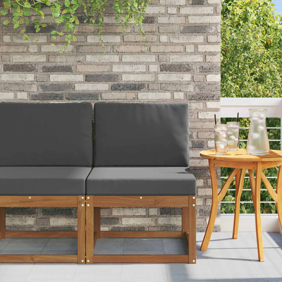 Outdoor Middle Sofa Solid Acacia Wood Natural 59 x 63 x 73 cm