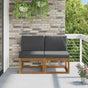 Outdoor Middle Sofa 2 pcs 2-Seater Solid Acacia Wood