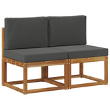 2 Piece Outdoor Middle Sofa Solid Acacia Wood