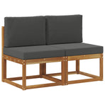 Outdoor Middle Sofa 2 pcs 2-Seater Solid Acacia Wood
