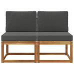 Outdoor Middle Sofa 2 pcs 2-Seater Solid Acacia Wood