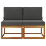 2 Piece Outdoor Middle Sofa Solid Acacia Wood - Side View