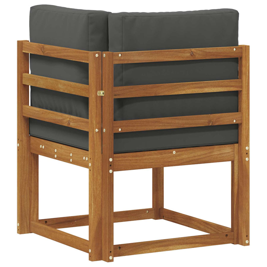 Outdoor Corner Sofa Solid Acacia Wood Natural and Anthracite