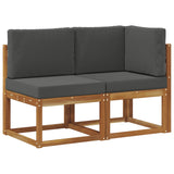Outdoor Middle and Corner Sofa 2 Piece Natural and Anthracite - Front View