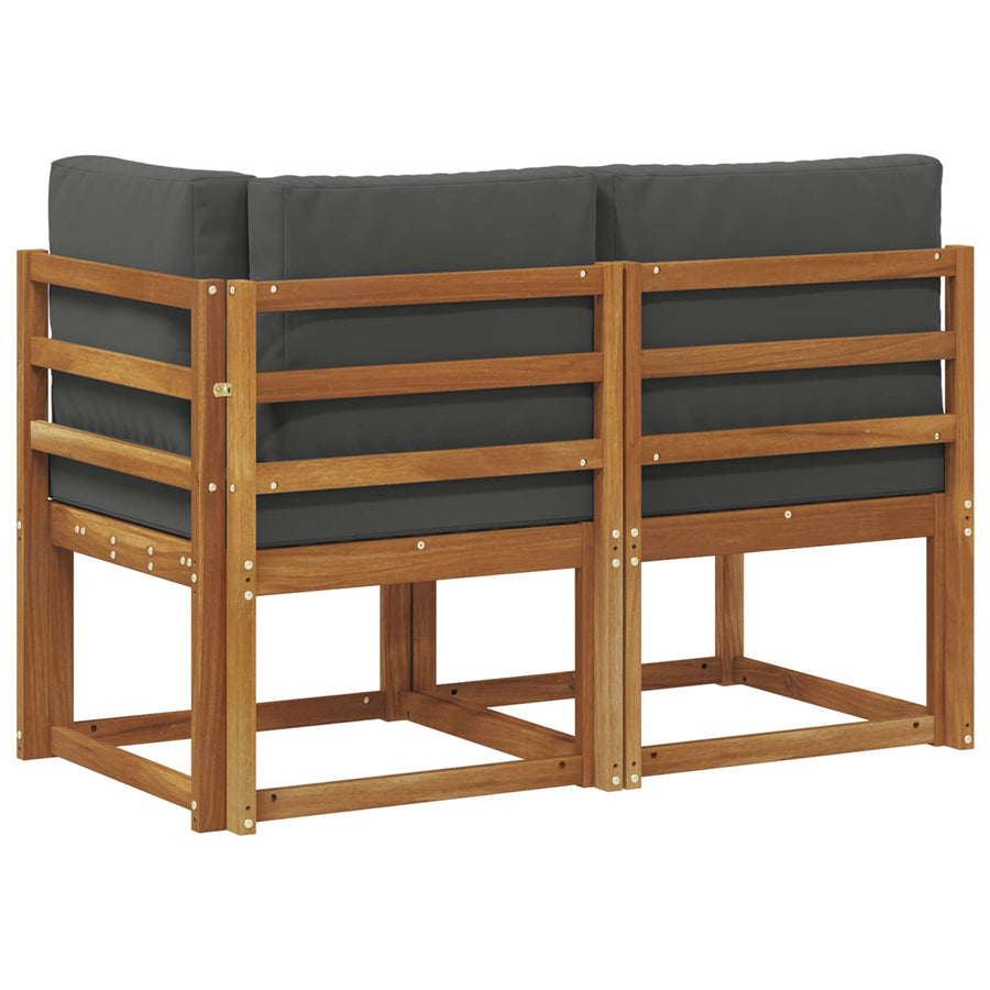 Outdoor Middle and Corner Sofa 2 Piece Natural and Anthracite