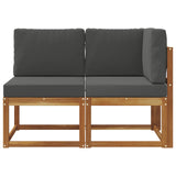 Outdoor Middle and Corner Sofa 2 Piece Natural and Anthracite - Side View