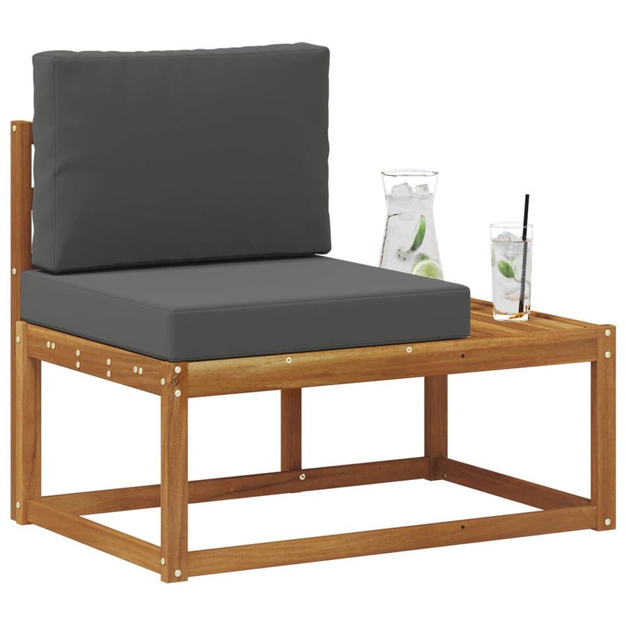 Outdoor End Sofa Solid Acacia Wood Natural and Anthracite
