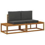 Outdoor End Sofa 2 pcs 2-Seater Solid Acacia Wood